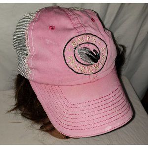 Mack's Prairie Wings Snap back trucker 6 panel mesh back pink logo adjustab hat